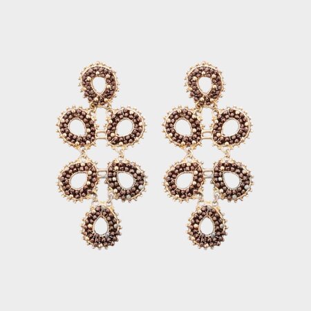 Oorbellen blad crystal bruin