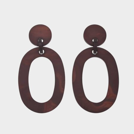 Oorbellen ovaal mêlee bruin