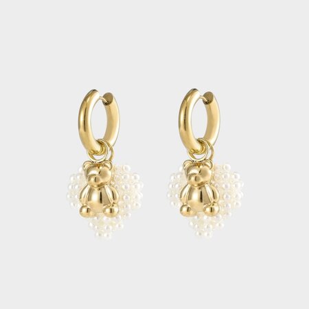 Oorbellen hart parel beer