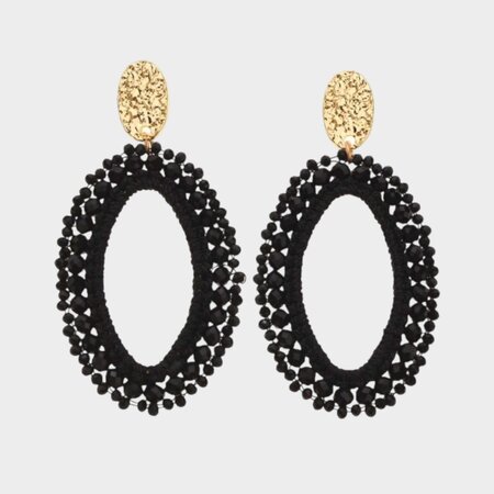 Oorbellen draad zwart ovaal