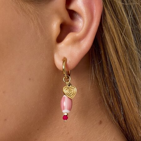 Oorbellen creool roze hart