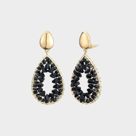 Oorbellen clip glas zwart