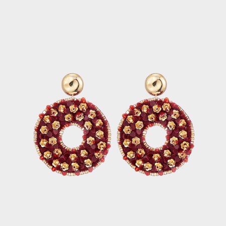 Oorbellen paillet bloem rood