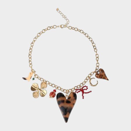 Ketting bedel hart leopard