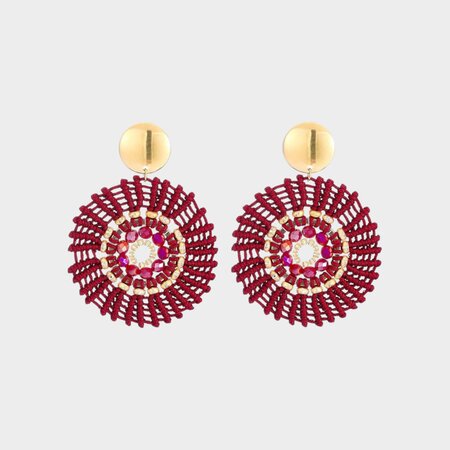 Oorbellen rond touw rood