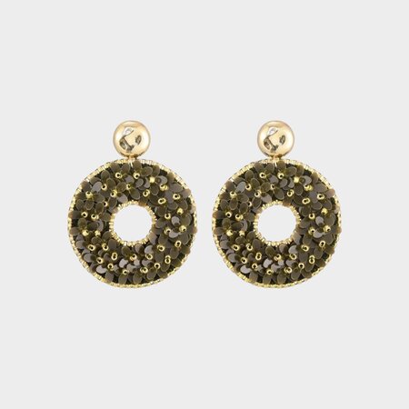 Oorbellen paillet bloem olijf