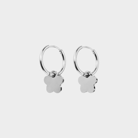 Oorbellen staal bloem zilver