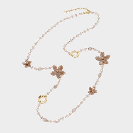 Ketting resin bloem bruin