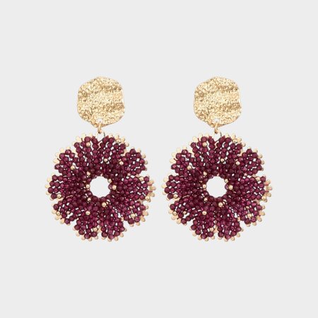 Oorbellen geborsteld rond bordeaux