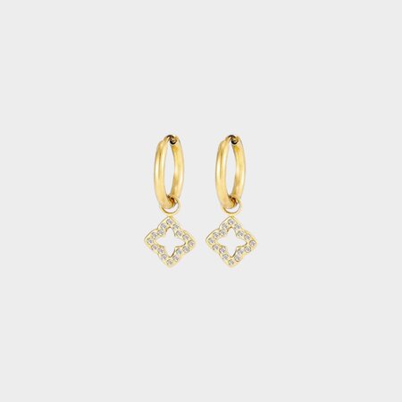 Oorbellen creool crystal ruit