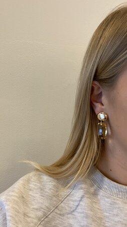 Oorbellen square crystal nude