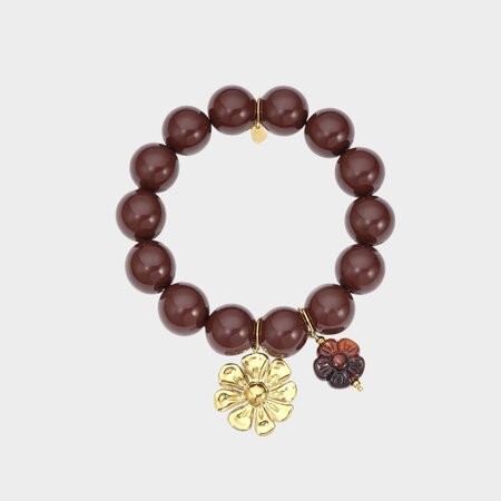 Armband bol bedels bruin