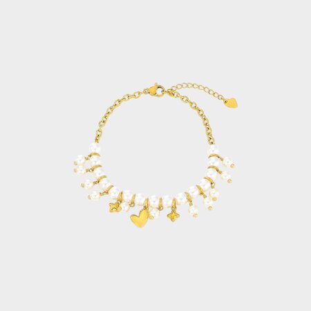 Armband parels bedel staal