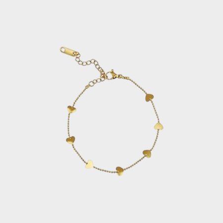 Armband staal hart goud