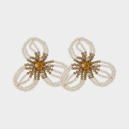 Oorbellen bloem kraal olijf