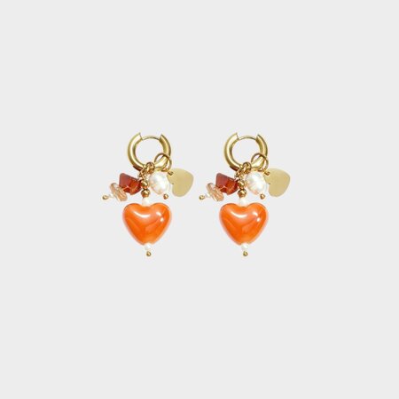 Oorbellen hart parel oranje