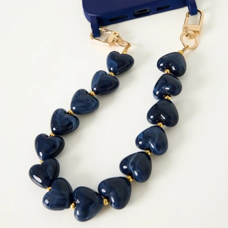 Telefoonkoord hart donkerblauw
