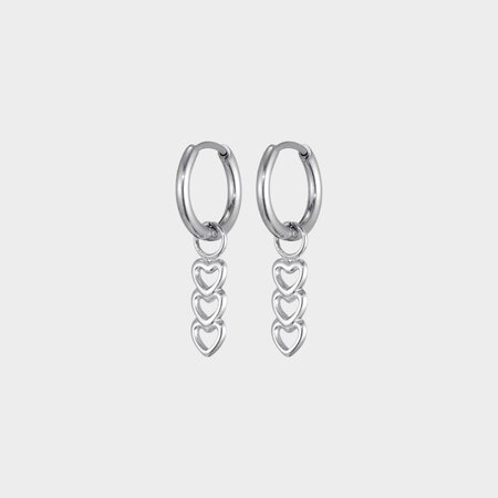 Oorbellen trio hart zilver
