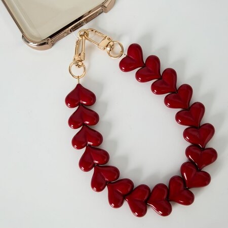 Telefoonkoord hartjes botergeel