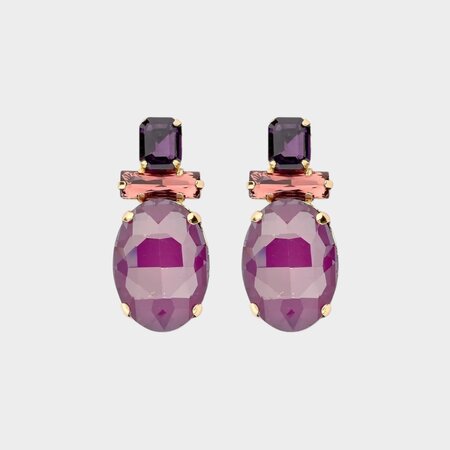 Oorbellen ovaal crystal aubergine