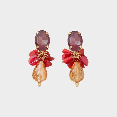 Oorbellen clip crystal multi