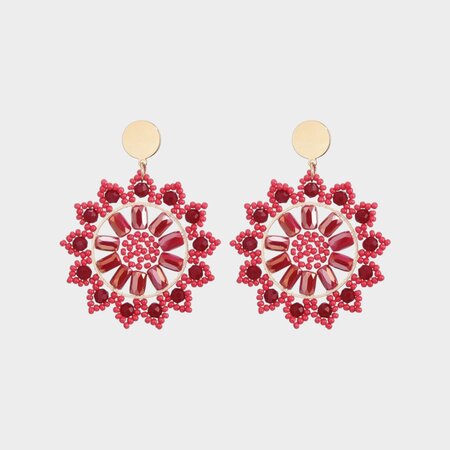 Oorbellen rozet bloem rood