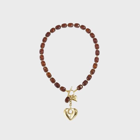 Ketting hart square bruin