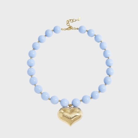 Ketting bol lichtblauw hart