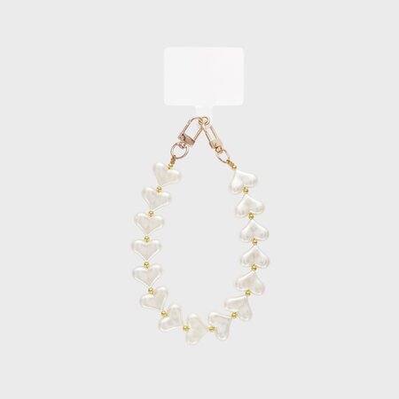 Telefoonkoord hartjes parelmoer