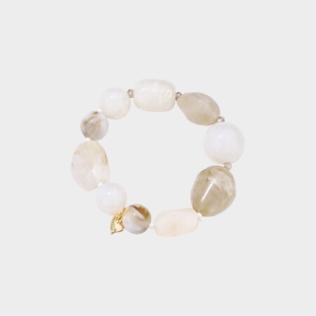 Armband glas kraal nature