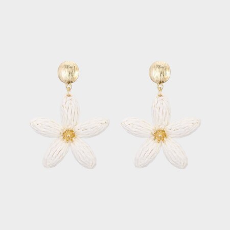 Oorbellen bloem knop beige