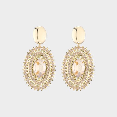 Oorbellen ovaal crystal zand