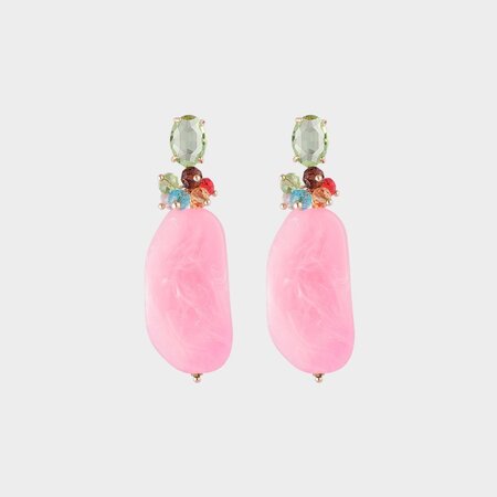 Oorbellen resin crystal roze