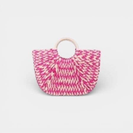 Tas schouder rattan fuchsia