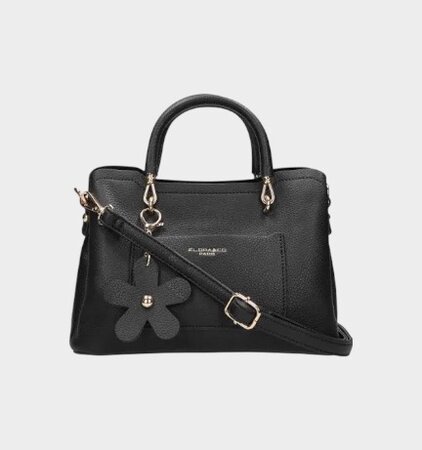 Tas zwart leer bloem