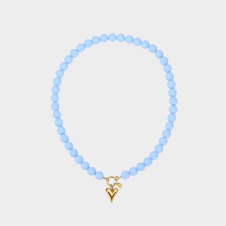 Oorbellen kraal hart lichtblauw