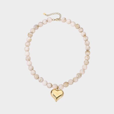 Ketting kraal hart beige