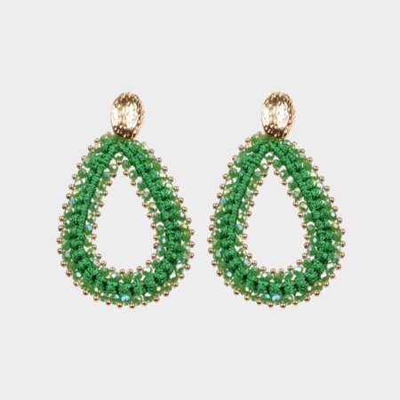 Oorbellen kraal draad groen