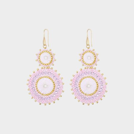 Oorbellen dubbel rozet roze