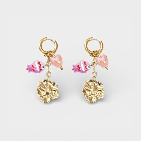 Oorbellen creool bedels roze