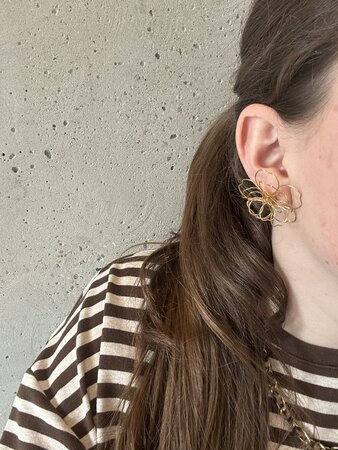 Oorbellen staal bloem open