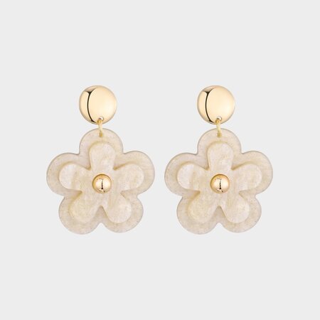 Oorbellen bloem dubbel zand