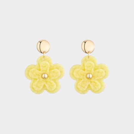 Oorbellen bloem dubbel geel