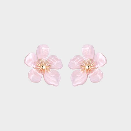 Oorbellen bloem resin roze
