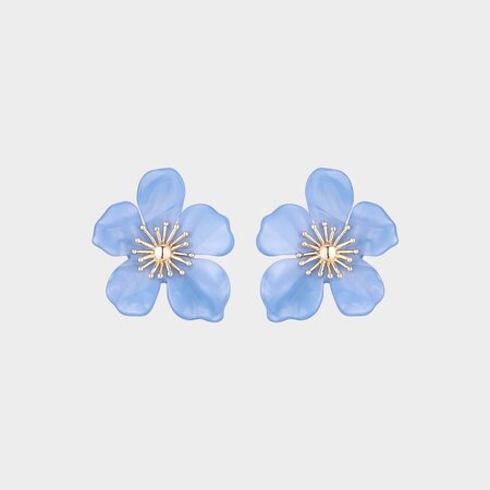 Oorbellen bloem resin blauw