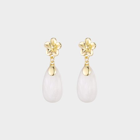 Oorbellen bloem druppel beige