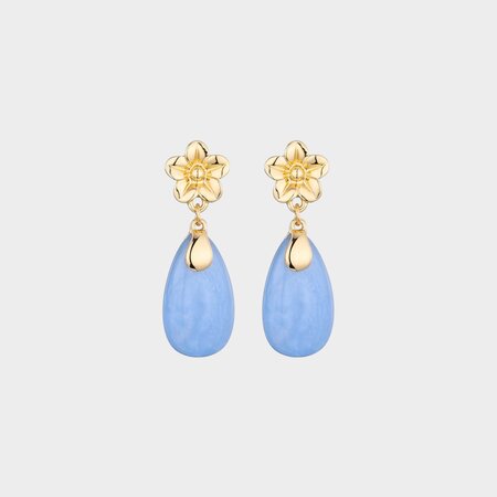 Oorbellen bloem druppel blauw