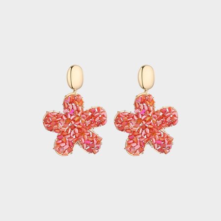 Oorbellen bloem gras oranje