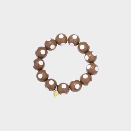 Armband kraal stip bruin