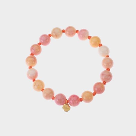 Armband kraal staal zalmroze